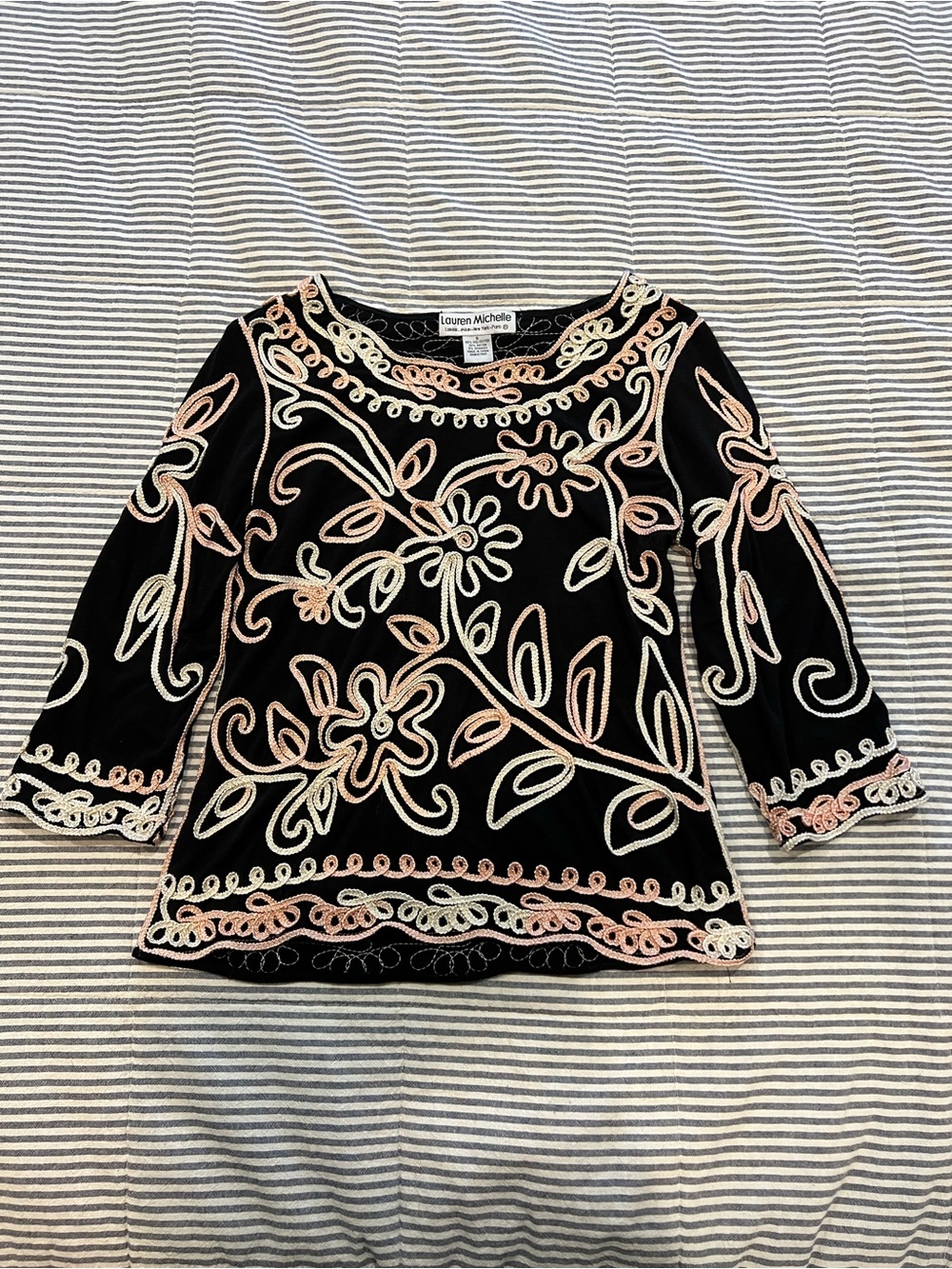 Lauren Michelle Embroidered Floral Top Boho